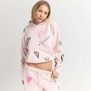 SKIMS Light Pink Heart Graphic Hoodie Valentines Day